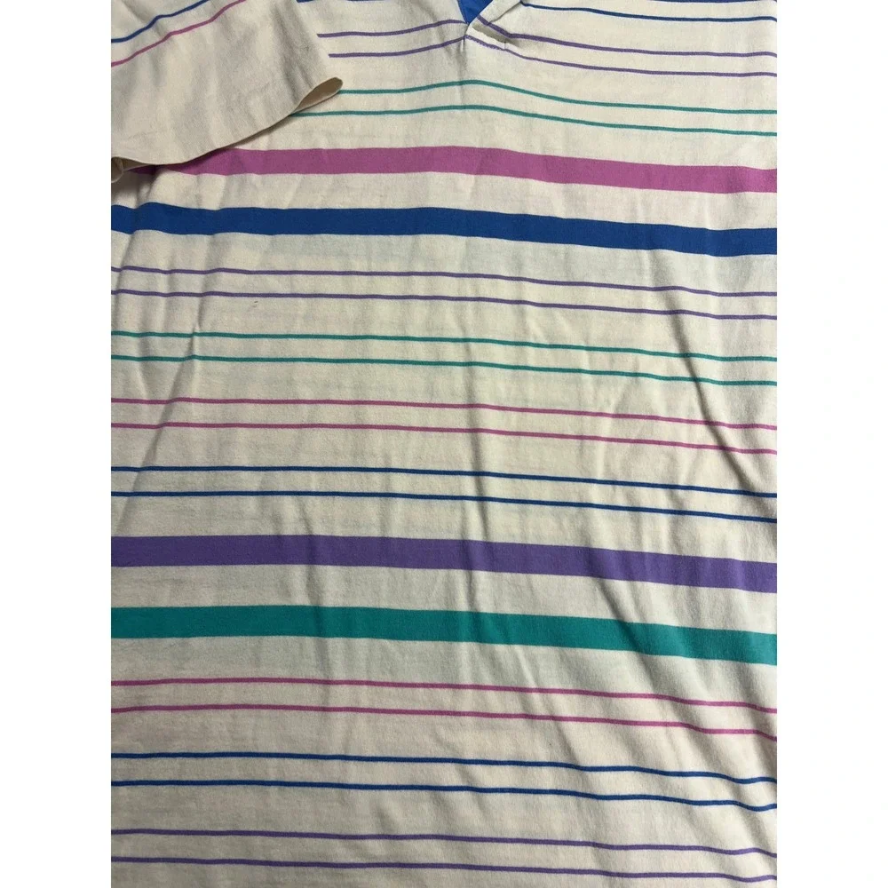 Colours Alexander Julian Mens Vintage 90s Striped Polo Shirt Large Preppy - Picture 2 of 9